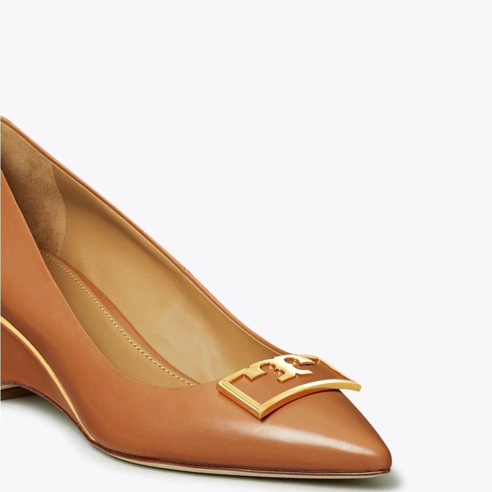 Tory Burch Gigi Wedge Calf Leather Size 7 - Picture 2 of 7